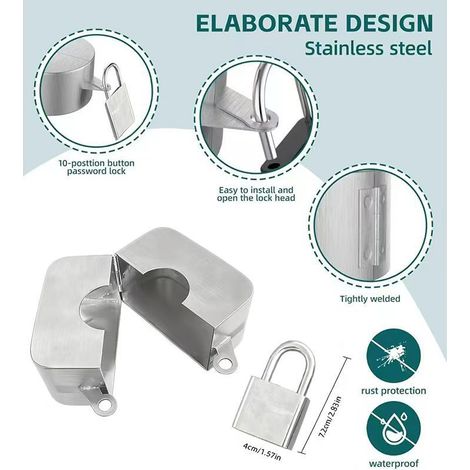 2 capuchons antigel en acier inox 304 – Avec cadenas intégré – Empêchent le vol et le gel de votre robinet extérieur