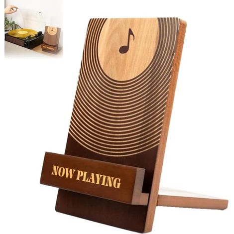 Étagère à disques vinyles vintage en bois - Présentoir rustique pour collection de vinyles, organisateur de disques 30 cm, étagère décorative rétro (1/5)