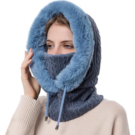 Cagoule polaire femme, masque intégral chaud et coupe-vent, écharpe à capuche réglable (1/5)