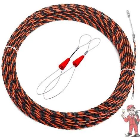 Tire-fils rigide pour électricien, 50 m, diamètre 5 mm, rétractable, pour câbles électriques et rallonges. (1/3)