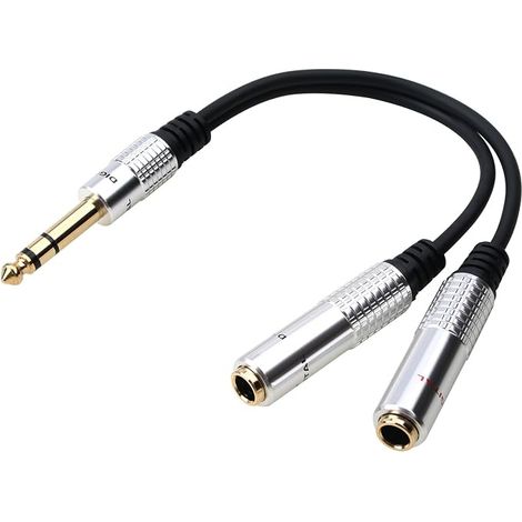 2x 6.3mm Jack Audio Adapter, Jack Adapter, Stereo Splitter Cable (1/5)