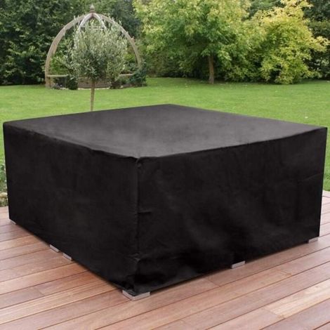 Gartenmöbel-Abdeckung, OxfordFabric 210D wasserdichte Outdoor-Schutzplane mit Anti-UV-Innenbeschichtung, Würfel 126 x 126 x 74 cm, Schwarz (1/4)