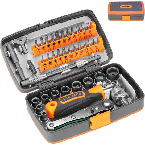 38-teiliges Steckschlüsselsatz mit 1/4" Knarre, Cr-V Werkzeugkoffer für Auto & Heimwerker (1/5)