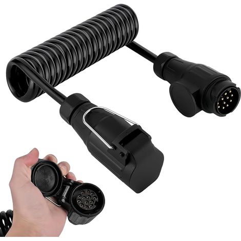 Adaptateur de prise de remorque 13 broches - Câble de rallonge de 2 m - Adaptateur de prise de remorque 13 broches, câble de remorque 13 broches pour remorque de voiture, remorque de bateau (1/5)