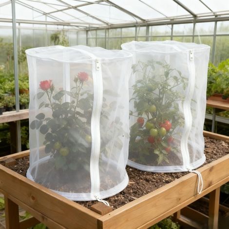 Lot de 2 housses réutilisables en forme de dôme avec fermeture éclair pour oiseaux et insectes, protection en maille respirante