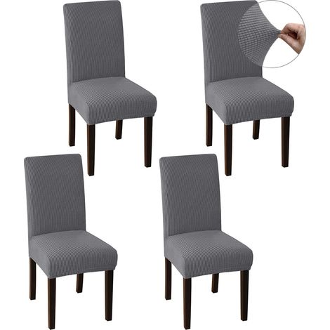 de Housses chaise extensibles - salle à manger siège Protections Hydrofuge Lot 4 Gris clair (1/5)