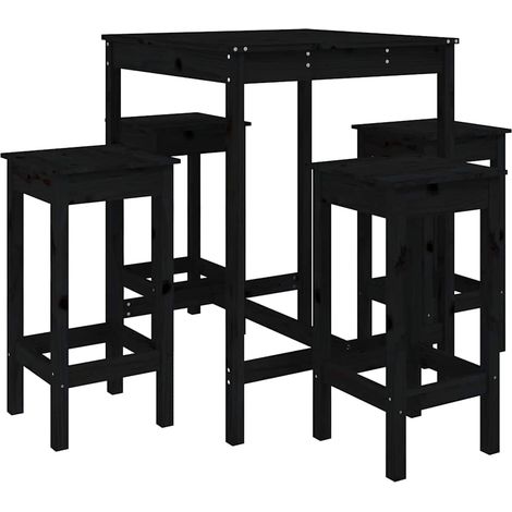 Maison Exclusive - 5-tlg. Gartenbar-Set Schwarz Massivholz Kiefer