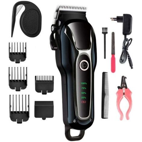 rasoir electriques hommes-Tondeuse électrique sans fil pour animaux de compagnie, adaptée aux chats et chiens à poils longs et épais, faible bruit, écran LCD.