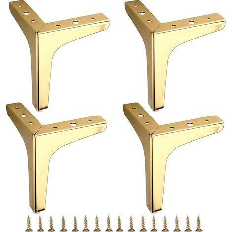 Pied de canapé en métal 15 cm 4 pcs Pieds de Meubles Modernes Canapé Meubles Riser Pieds Pieds de Remplacement pour Meubles de Bricolage pour Meuble TV Pouf Canapé Placard, Gloden (1/5)