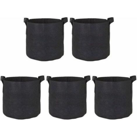 Lot de 5 Sac de Plantation Noir en Tissu Non Tissé - Sac Jardin Résistants, Réutilisables et Respirants avec Poignées,4035cm (1/4)