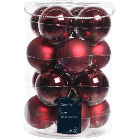 Pallina de Navidad de vidrio brillante y opaco en color rojo oscuro ø 8cm