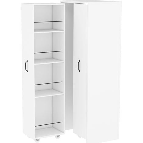 Librería extensible con ruedas blanca de MDF, 4 estantes, 20 kg por estante (1/5)
