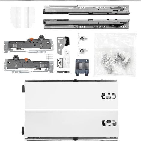 BLUM Schubladenschienen TANDEM SET Zargenhöhe 115mm, mit TIP-ON BLUMOTION Einheit, 30kg, NL450mm, Seidenweiß, bis max. KB1400mm (1/5)
