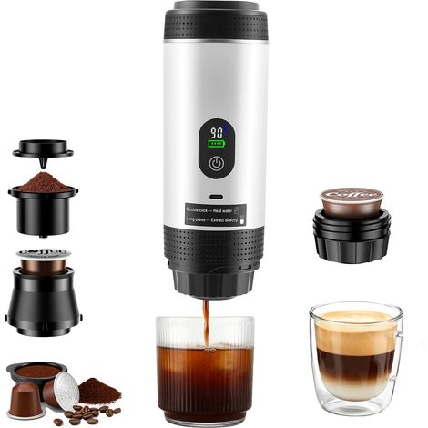 Cafetera de cápsulas portátil, presión de 20 bares, color blanco. (1/2)