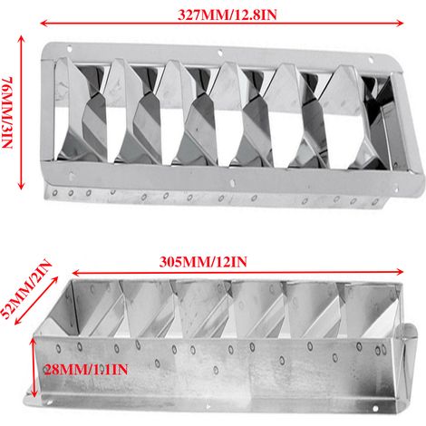Rectangular ventilation flap made of 304 stainless steel (6 brackets) for marine, yacht and recreational vehicle accessories – ISURE--DTEKGAZ
