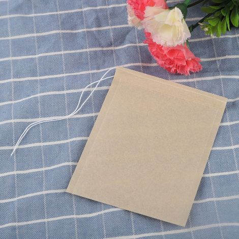 100 sachets de thé vides jetables avec filtre et cordon de serrage pour thé en vrac (L) (1/5)