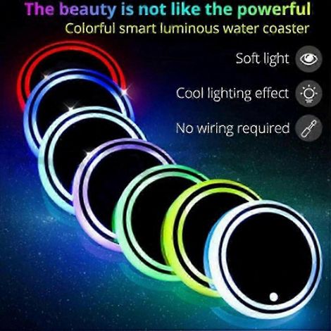 LED-Autobecherhalter-Beleuchtungsmatte mit 7 Farben, Auto-Untersetzer, Lichtsensor für Flaschen, Vibration, Umgebungslicht, Constellation LED-Becherhalter - Getränkehalter ()