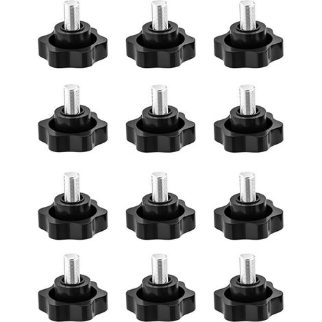 Lot de 12 vis à tête d'étoile - Avec bouton de serrage - Vis à tête étoile - Écrou de serrage - M5 x 12 mm (1/5)