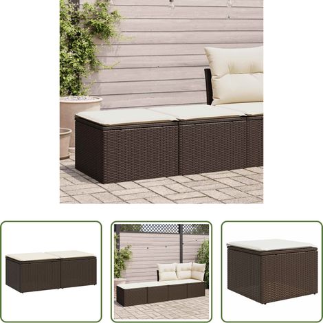 vidaXL Rattanmöbel - 2-tlg. Garten-Sofagarnitur mit Kissen Braun Poly Rattan Akazie (1/5)