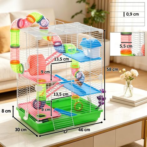 Cage verticale 5 niveaux pour rongeurs, maison de vie pour hamsters et gerbilles, cage spacieuse pour petits animaux domestiques (1/5)