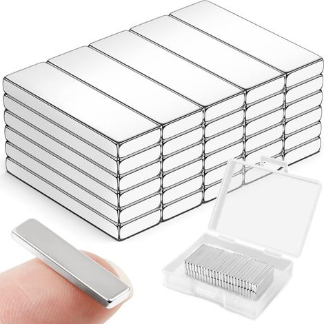 Lot de 30 aimants puissants, 20 x 5 x 2 mm, aimants en barre/carrés, aimants en terres rares, aimants puissants plats et fins, aimants pour réfrigérateur, petits aimants puissants, adaptés aux loisirs (1/5)