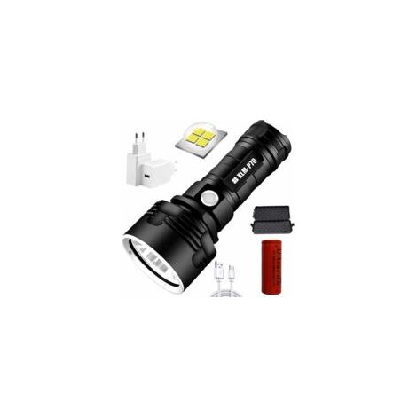 Torcia P70, torcia a LED ultra luminosa impermeabile ad alta potenza da 30.000-100.000 lumen, torcia XLM-P70 da 50 W, la più potente con 3 modalità (batteria singola, 50 W-P70) [Classe di energia - Cr