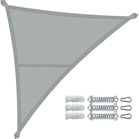 Voile d'ombrage Triangle Imperméable Auvent Protection en Polyester avec Kit de Montage Toile Ombrage Protection UV 95% Résistant et Respirant pour Jardin Terrasse et Balcon 3x3x3m Gris (1/5)