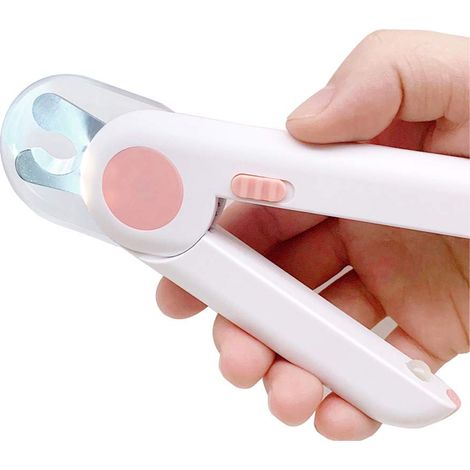 Coupe-ongles pour chiens et chats, coupe-ongles professionnel pour animaux de compagnie avec lumières LED et protection anti-éclaboussures, pour animaux de petite et moyenne taille (rose) (1/4)