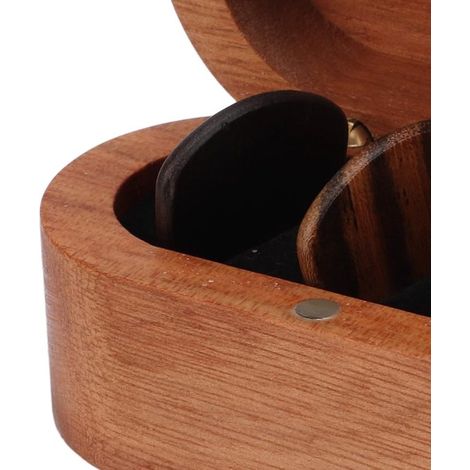 Caja de almacenamiento，Caja de madera para guardar púas，con 3 púas de guitarra，organizador para bajo，854540 mm (1/3)