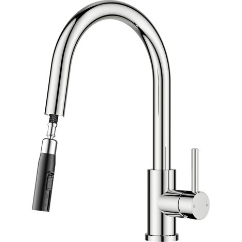 Robinet Cuisine Mitigeur Extractible Escamotable, Chrome Poli (1/5)