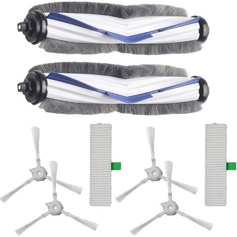 Kit de repuesto para la aspiradora robot Explorer 60: 8 cepillos laterales + 2 cepillos centrales + 2 filtros compatibles RR7427/RR7447