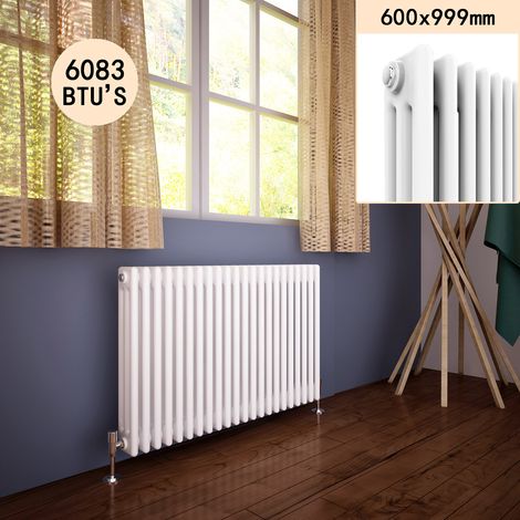 ELEGANT 600 x 999 mm Traditional Radiator Cast Iron Style Horizontal Radiator White Triple Horizontal Column Radiators (1/5)