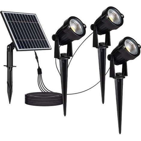 V-TAC 31,2W LED Gartenstrahler mit Erdspieß und Solarpanel, Schwarz, Warmweiß, IP65 (1/5)