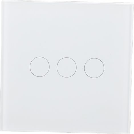 Interrupteur tactile intelligent en verre trempé blanc, montage mural, commande par un seul fil sous tension, 110-240 V CA (1/5)