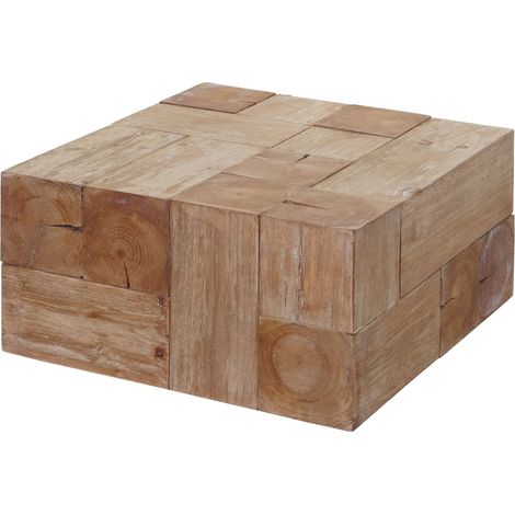 Mesa de centro hwc-a15c mesa de salón en madera maciza de abeto rústico certificado mvg 30 x 60 x 60 cm 040008420