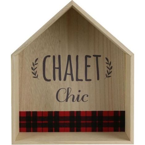 Etagère en bois maison chalet chic 30 cm (1/5)