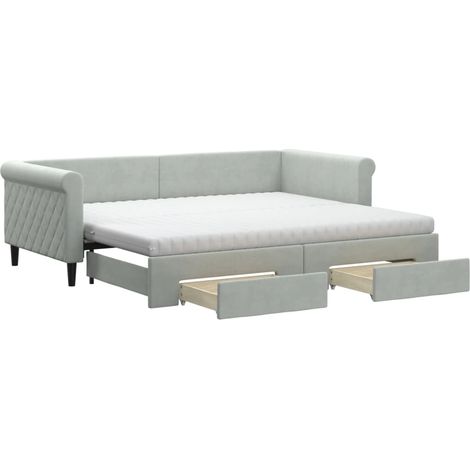 Maison Exclusive - Divano Letto Estraibile Cassetti Grigio Chiaro 90x200cm Velluto