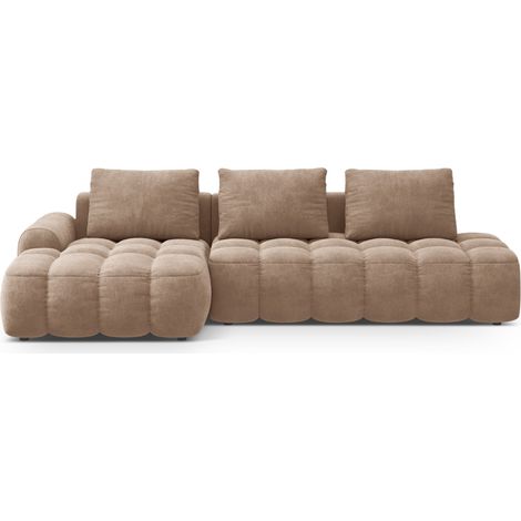 Canapé-lit d'angle gauche avec coffre 3 places velours beige foncé (1/5)