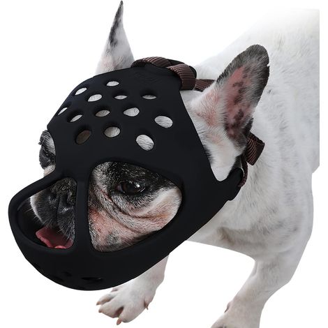 Muselière courte anti-aboiements pour chien (S, Noir) - Durable, simple et confortable.