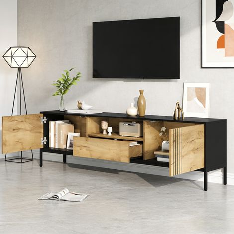 Armoire TV 170x35x50cm avec 2 placards et 1 tiroir. Adaptée aux téléviseurs jusqu’à 70 pouces pour salon. (1/5)