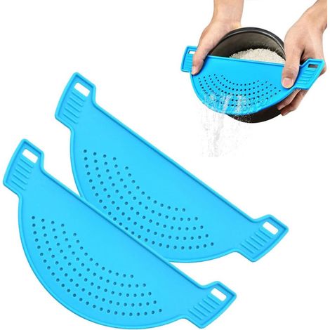 Ayuda para escurrir - 2 piezas - Colador - Tapa de escurridor con asas - Escurrido fácil - Tapa de escurridor - Colador - Escurrido seguro - Tamiz de cocina - Sartén Pouri (1/5)