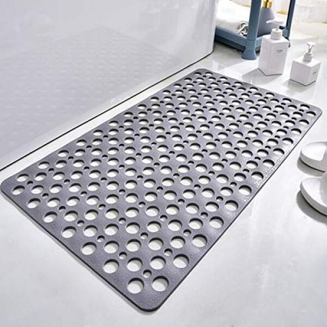 Tapis de douche 70 x 38 cm, antidérapant, avec ventouses et trous d'évacuation. Facile à nettoyer, doux et lavable en machine. Découpe facile. (1/5)