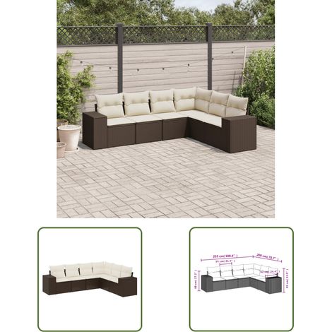 vidaXL Salon de jardin avec coussins 6 pcs marron résine tressée (1/3)