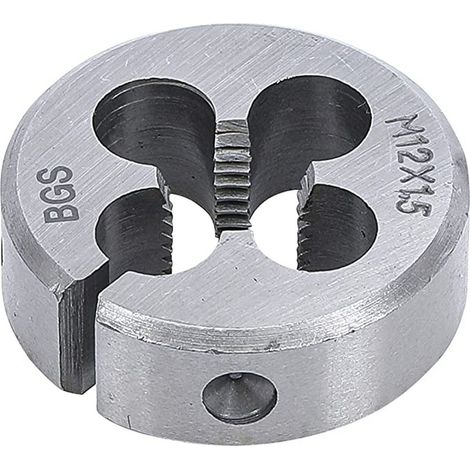 Bgs Technic – Filière M12 x 1.50 – Filetage métrique pas standard – Acier spécial GCr15 – Ø extérieur 38.1 mm – Épaisseur 12 mm