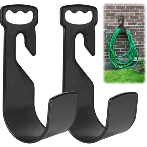 Lot de 2 supports de tuyau d'arrosage avec poignée, crochet de suspension robuste, crochet de tuyau d'arrosage, support mural pour tuyau d'arrosage (1/5)