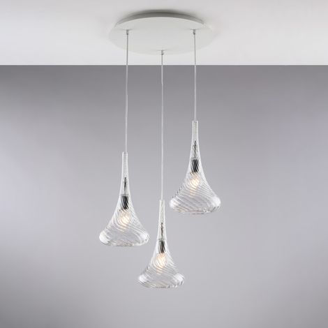 Lampadario Contemporaneo Nemesi Metallo Trasparente 3 Luci E27 (1/2)