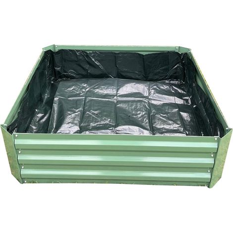 Metal Raised Vegetable Bed in Green (100cm x 30cm) with Liner (1/5)