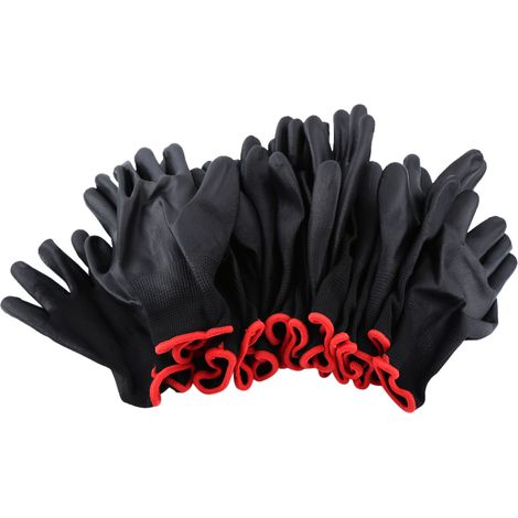 Gants de travail Ortviai M Noir PU Nylon 12 paires (1/5)