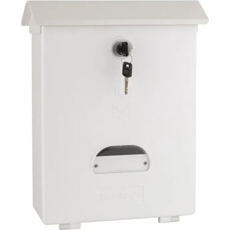 Boîte aux lettres extérieure  Boîte aux lettres en plastique laqué blanc avec clés  Boîte aux lettres murale classique avec se (1/5)