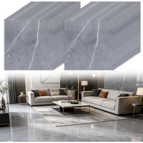 30 Pcs Self Adhesive Floor Tile, 30x30cm Peel and Stick Marble Effect, Waterproof & Cuttable for Bathroom Bedroom Kitchen Living Room Inner Porch (1/5)